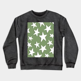 Sage and Olive Green Sketchy Stars Crewneck Sweatshirt
